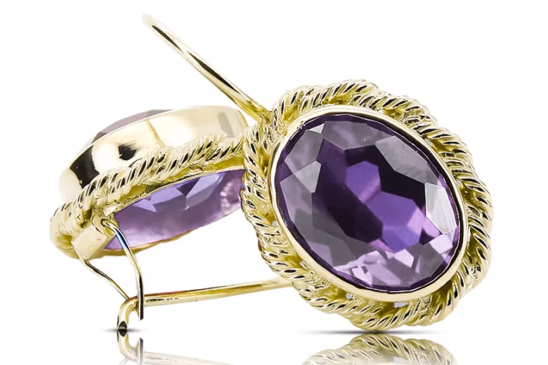 Des boucles d'oreilles Alexandrite Or jaune 14 carats Bijoux vintage vec007y